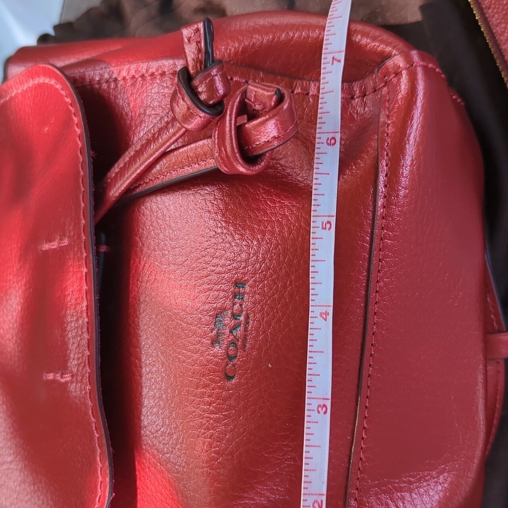 NWoT 🍒COACH🍒 HTF CHERRY RED METALLIC DERBY BACK PACK 🌸 UNLINED LEATHER 🌸 - Picture 5 of 9